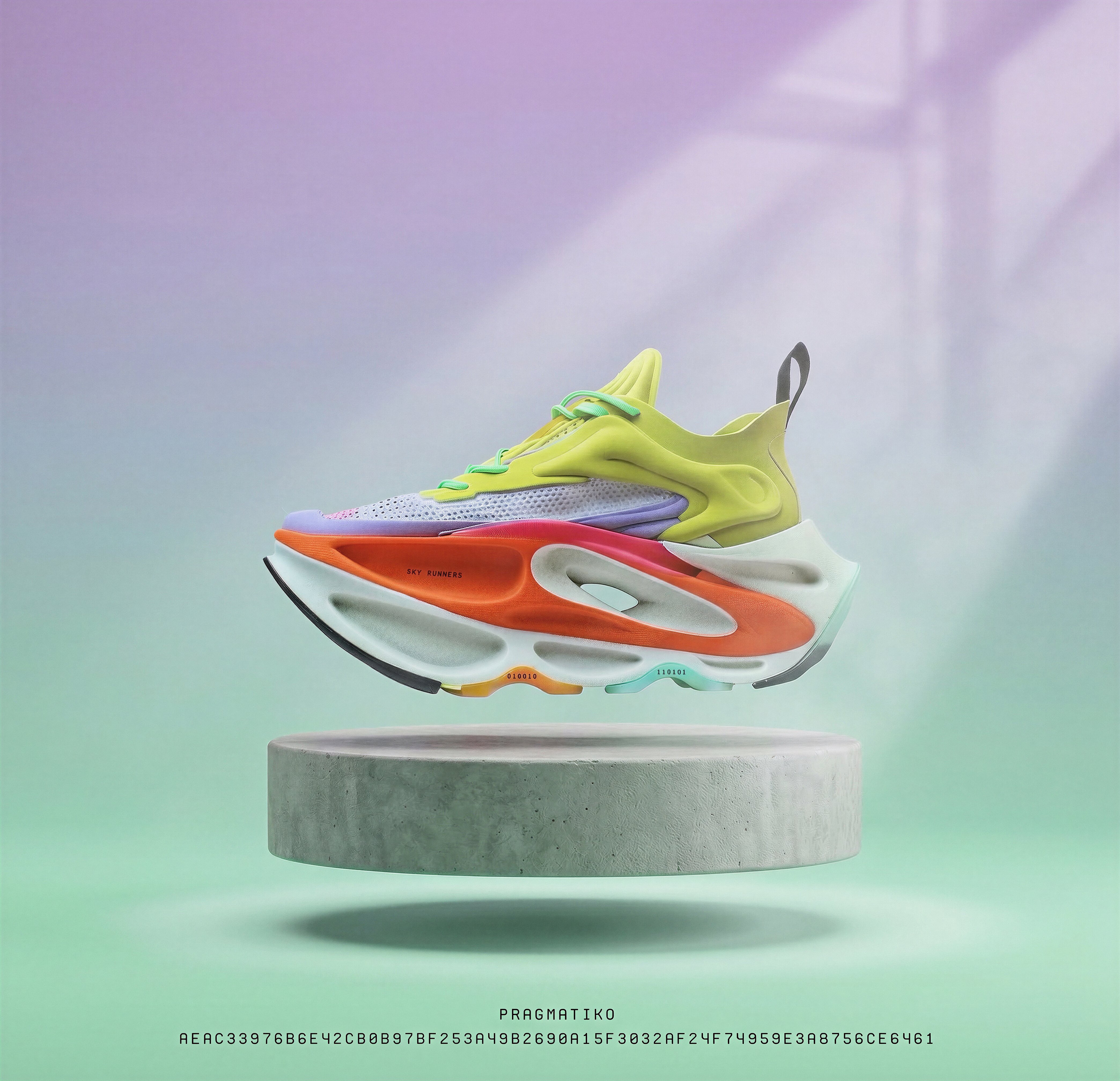 SKY RUNNERS on concrete pedestal